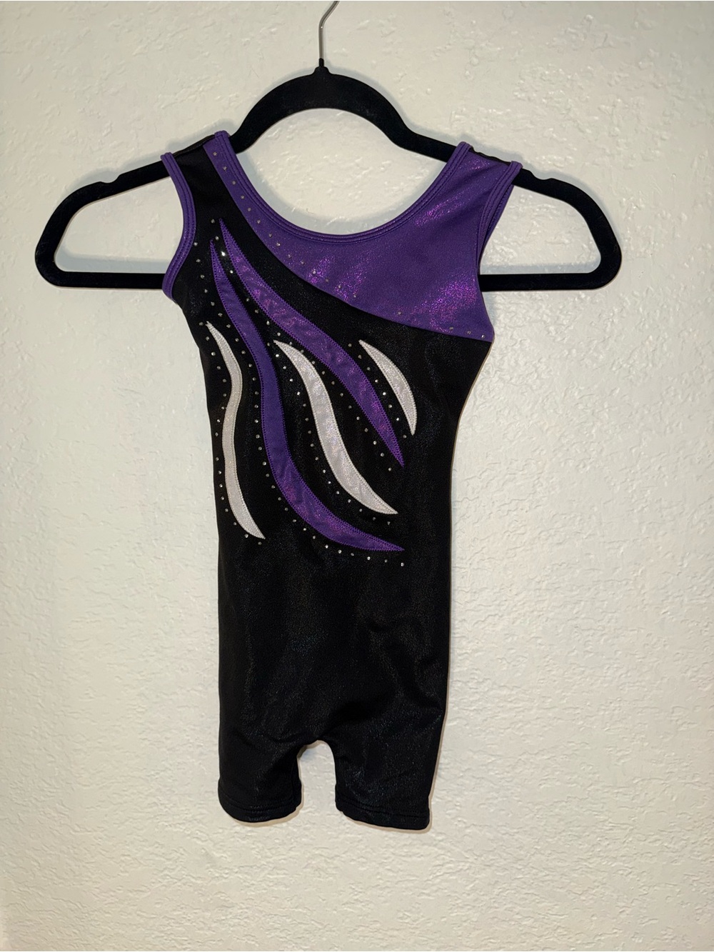 Girls Purple and Black Sparkle Dance Leotard